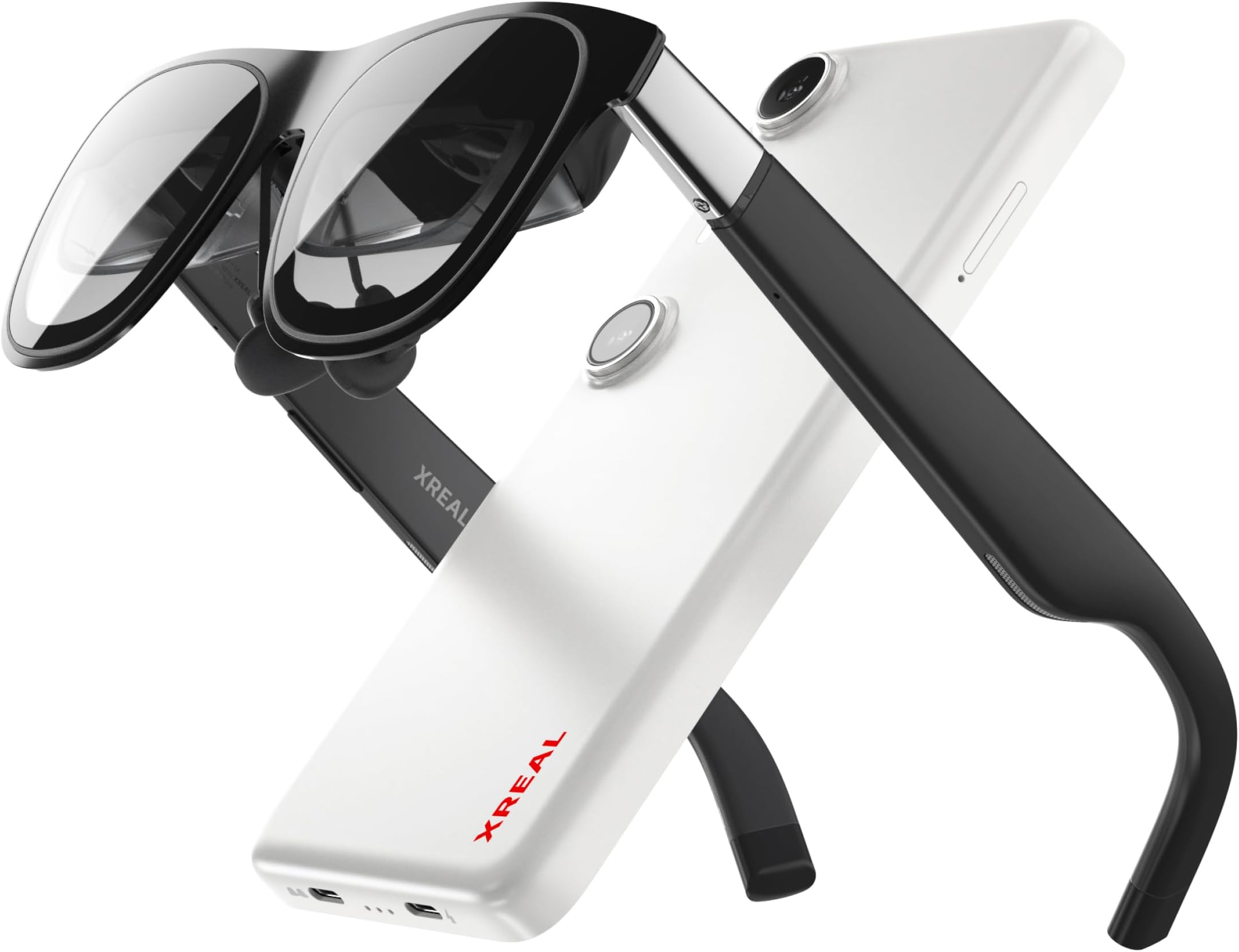 One AR Glass + XREAL Beam Pro Wi-Fi Model Set (6 + 128 GB) | AR Smart Glass & Space Computing Device | Large Screen Virtual Screen & 3D Photography Support, Compatible with iPhone/Android/PC