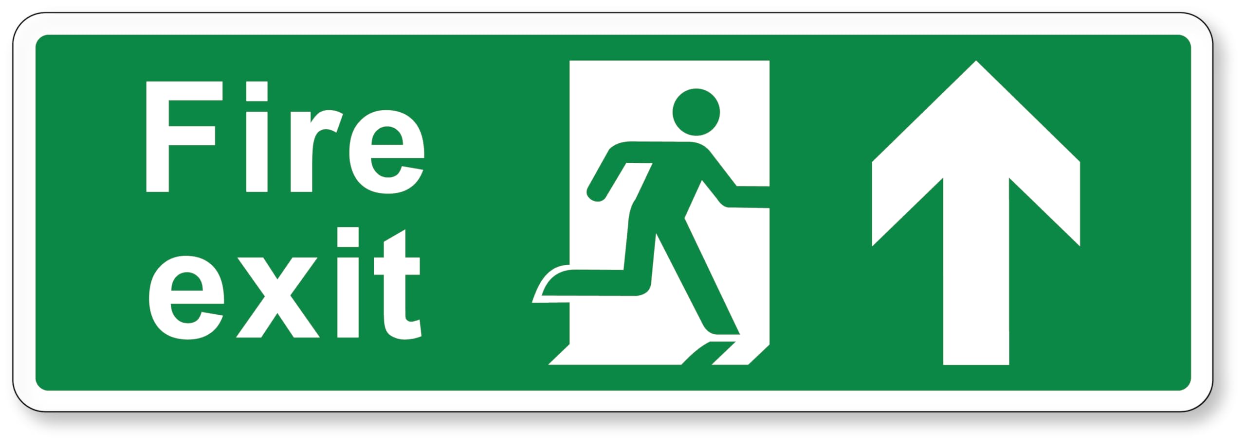 PrintR Fire Exit Up Arrow Sign, 300 x 100 mm, Rigid Plastic, 1 Pack โ image 1