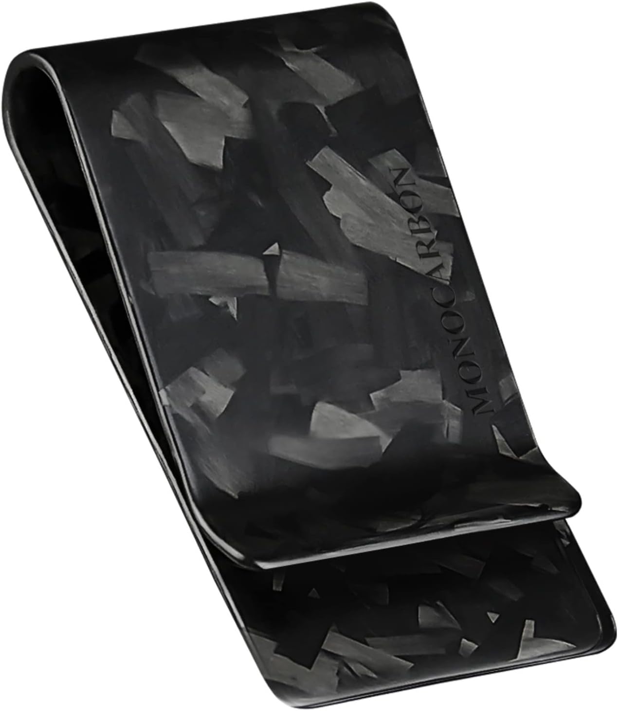 MONOCARBON Carbon-Fiber-Money-Clip-for-Men, Minimalist-Money-Holder for Cash, Strong Elastic Carbon-Fiber-Wallet, Slim and Durable.(Forged Carbon Matte Black)