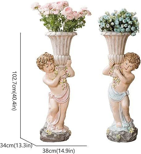Miniatura 2 de OLOTU Elegante jarrón de resina de 40.4 pulgadas, de alta calidad y aspecto elegante, floreros grandes eclécticos para el hogar, lindo arreglo