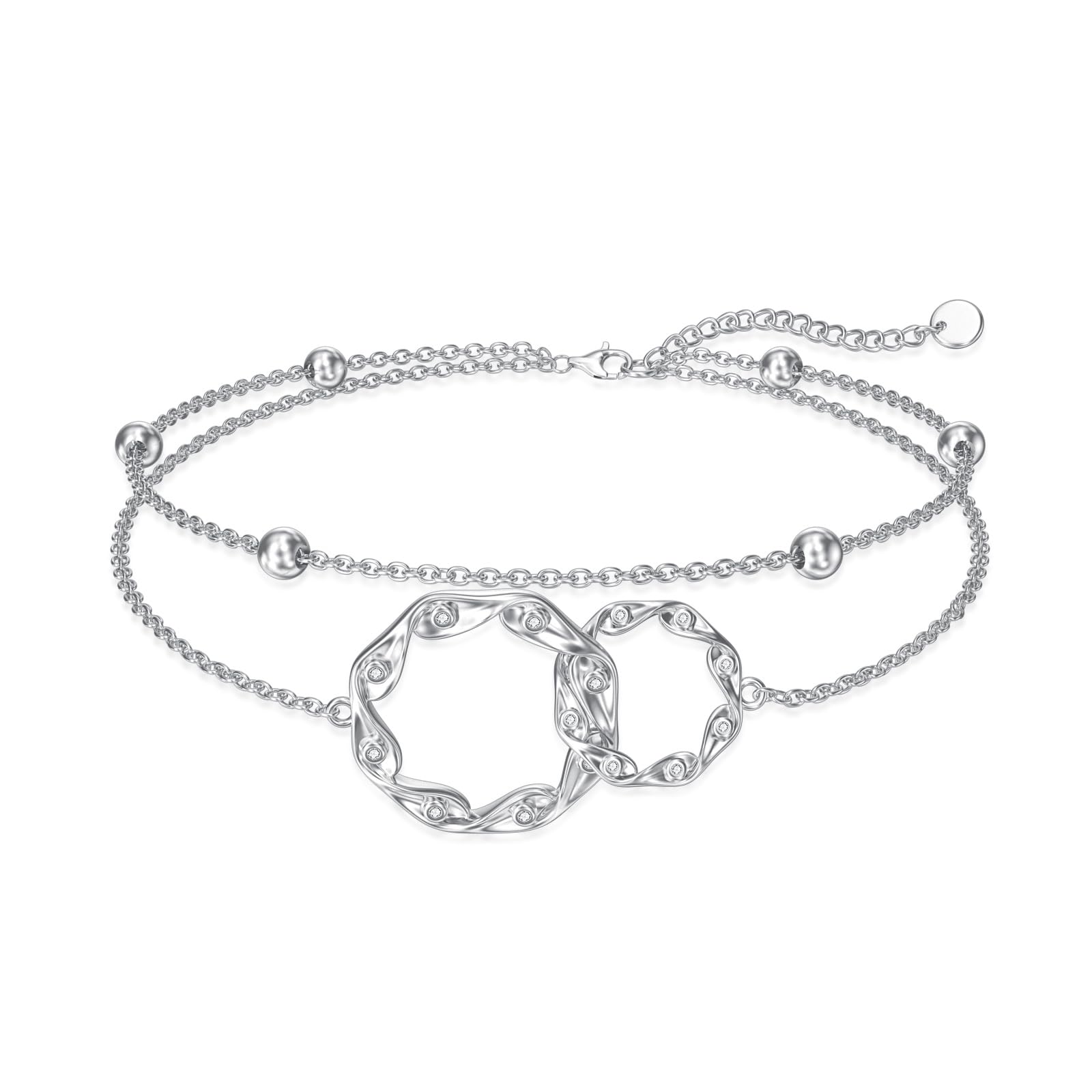 925 Sterling Silver Layered Ankle Bracelets for Women Jewelry Gifts