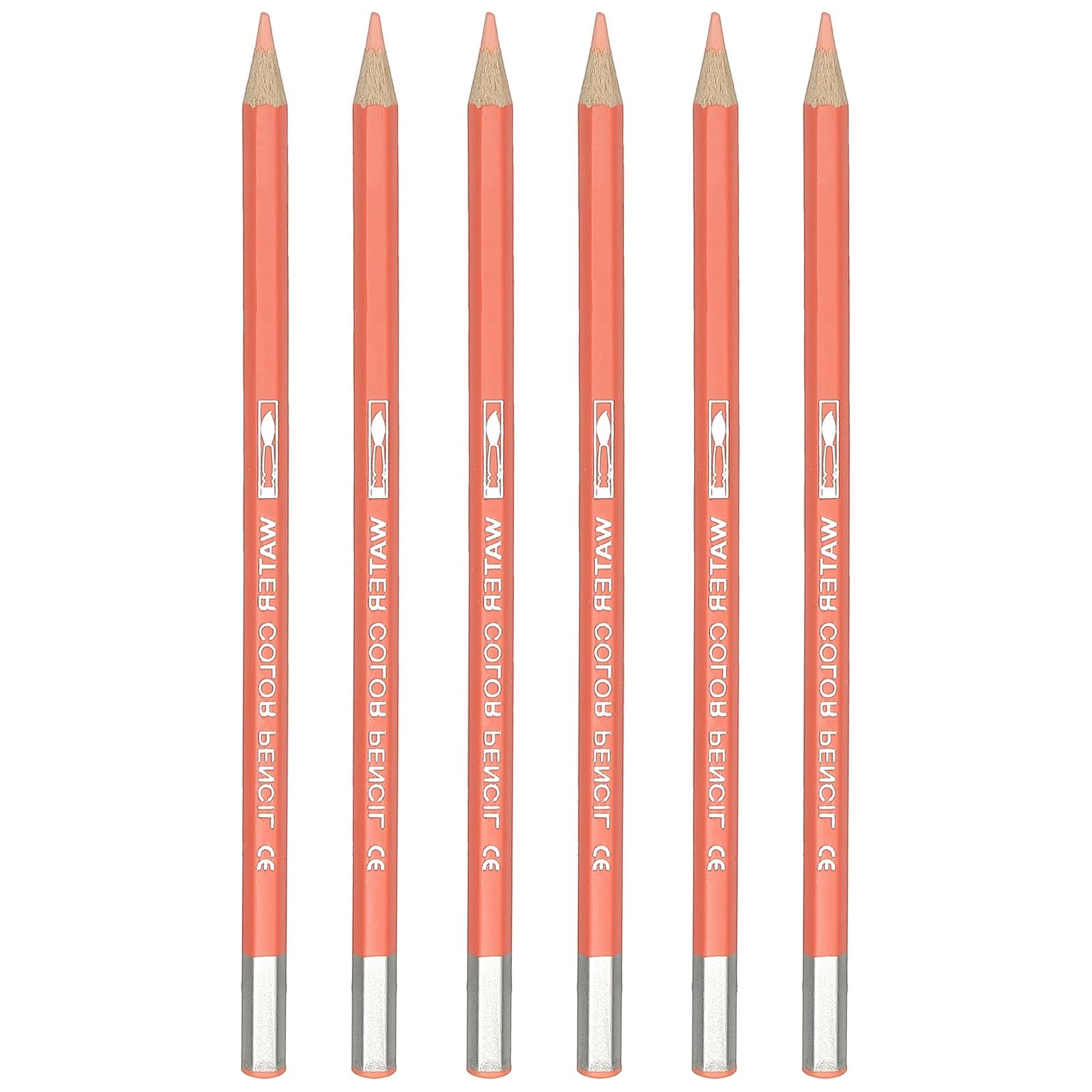 PATIKIL Watercolor Pencil, 6Pcs Water Soluble Pencils for Blending, Coloring, Sketch Drawing, Painting, Light Orange Red