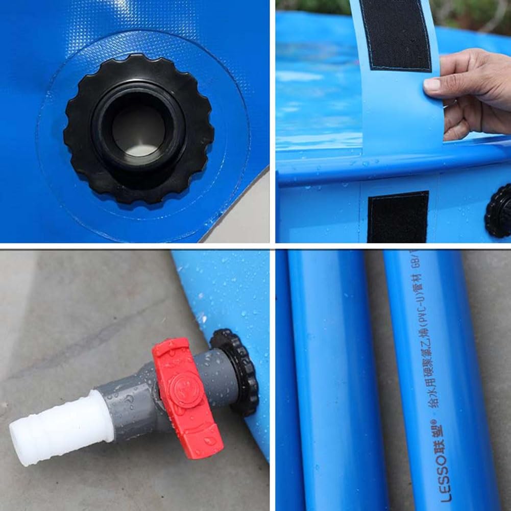 Bassin à poissons hors sol en toile PVC durable et cadre en acier avec valve de vidange pour carpes koï et poissons rouges – Parfait pour les bassins à poissons d'arrière-cour