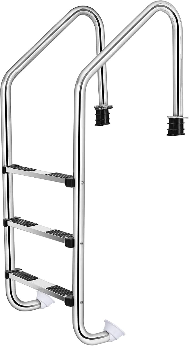 3-Step Stainless Steel Swimming Pool Ladder for Inground Pools | Heavy Duty 265 LBS Pool Steps, Non-Slip Treads, Quick Install, Suitable for Pool, Gym & Water Park