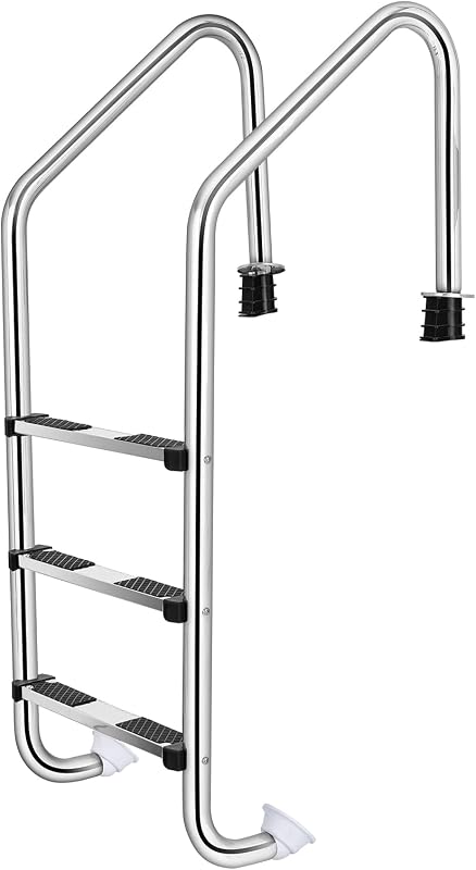 3-Step Stainless Steel Swimming Pool Ladder for Inground Pools | Heavy Duty 265 LBS Pool Steps, Non-Slip Treads, Quick Install, Suitable for Pool, Gym & Water Park