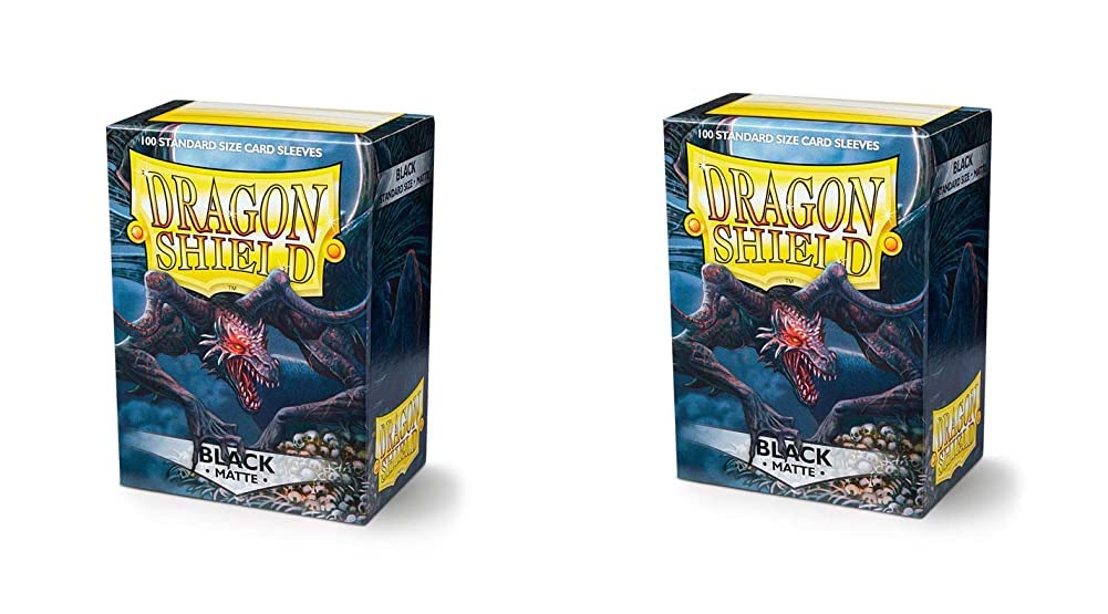 Lot de 2 étuis pour cartes Dragon Shield - Noir mat - Taille standard - 100 ct