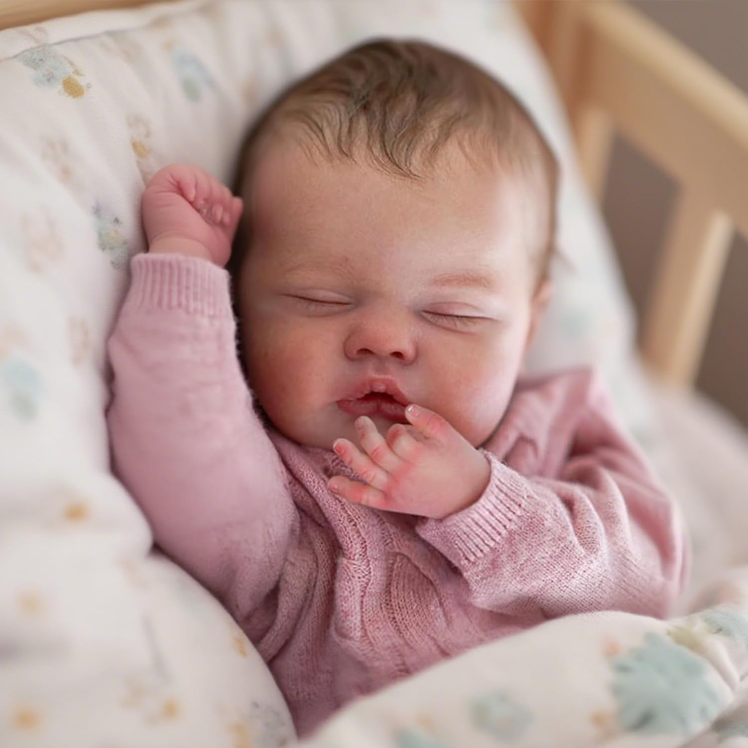 WOOROY Realistic Reborn Baby Dolls – 18-Inch Real Life Sleeping Newborn Girl, Lifelike Doll with Weighted Soft Body, Handmade Gift Toy with Accessories for Kids Age 3+