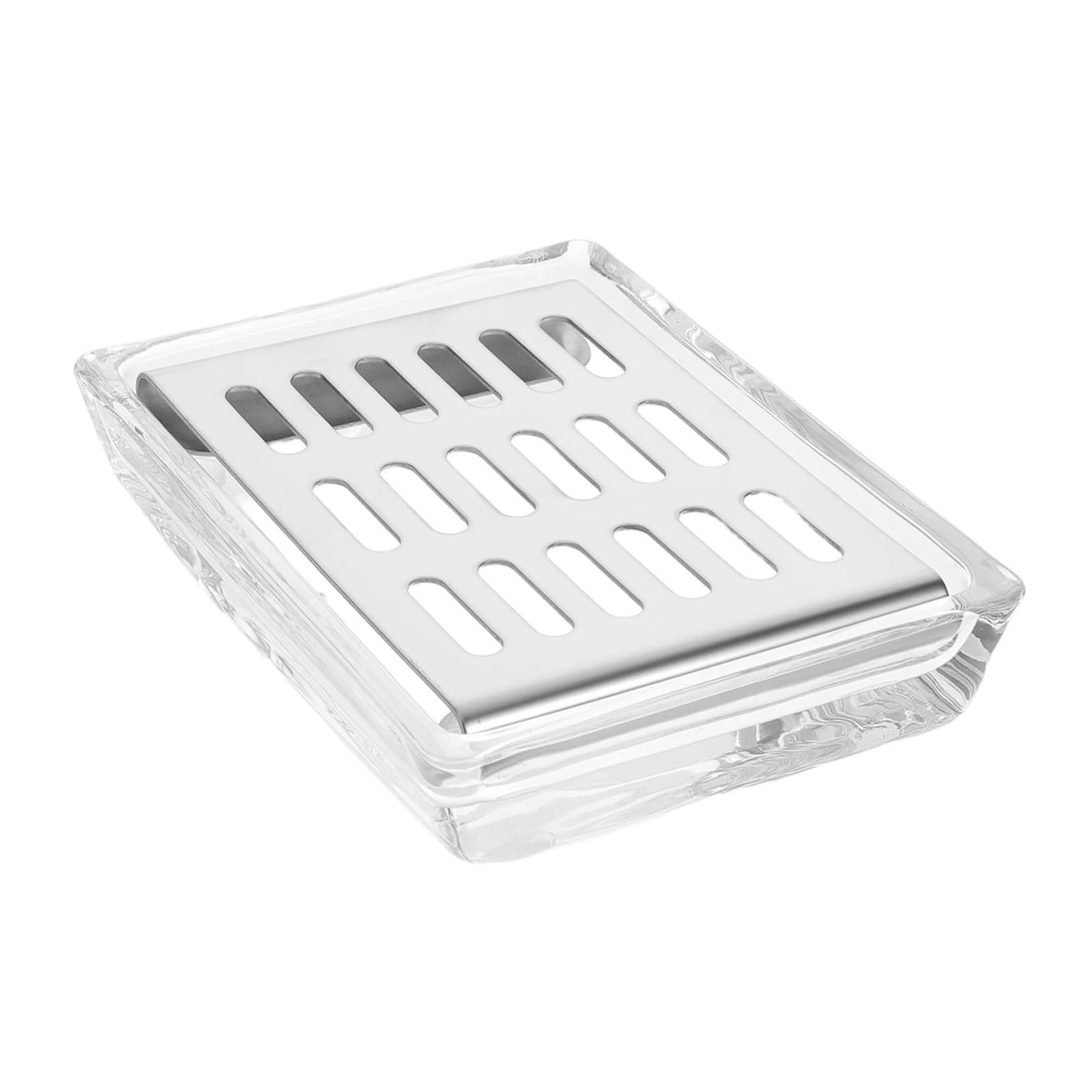 Qyleee Silver Holder For Shower Glass Soap Dish With Base Double Layer Self Draining Holder Stand For Kitchen(Silver)