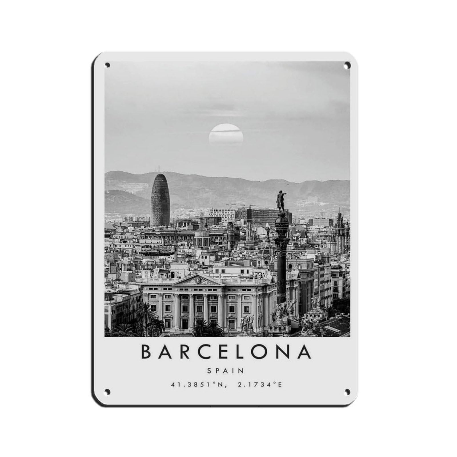Barcelona Travel, Barcelona Poster (2) Retro Poster Metal Tin Sign Chic Art Retro Iron Painting Bar People Cave Cafe Family Garage Poster Wall Decoration 12x16inch(30x40cm)