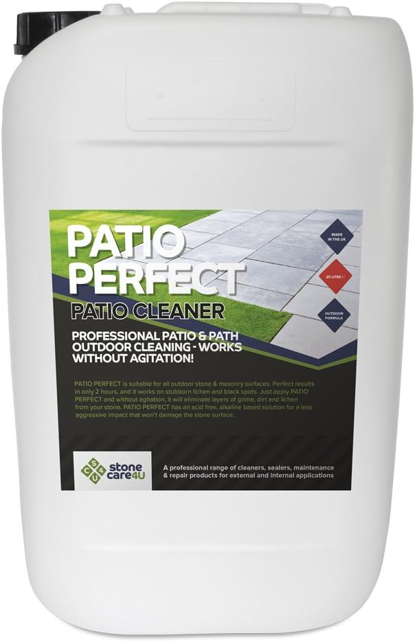 Stonecare4uPATIO PERFECT - Non-Acid PATIO CLEANER - Removes, DIRT, GRIME and ALGAE Without Damaging NATURAL STONE, FLAGSTONES or CONCRETE PAVING - Simply Apply, Leave and Wash Away (25 Litre)