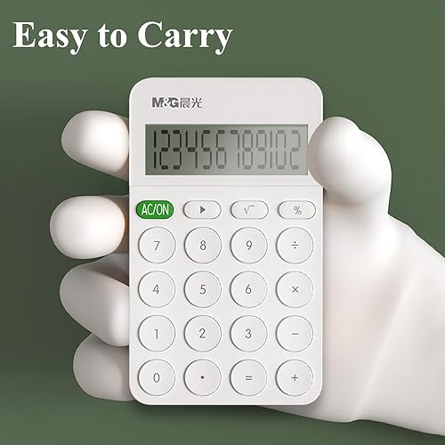 Miniatura 5 de M&G Calculadora mini calculadora de escritorio de bolsillo, pantalla LCD grande de 12 dígitos, para oficina de negocios, escuela en casa, batería