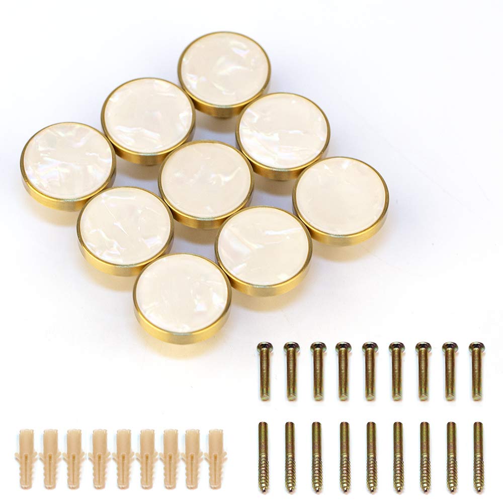 Evergd Pearl Rainbow 27Mm Pure Copper Handle Shell Brass Gold Wardrobe Kitchen Cabinet Door Knobs Drawer Cupboard Hardware Pull Handle Clothes Coat Hook Modern Simple (9, )