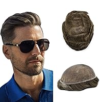 Vista 119 de Toupee para hombres, pieza de cabello completo suizo de encaje para hombre, sistema de reemplazo de cabello humano real para hombres, nudos