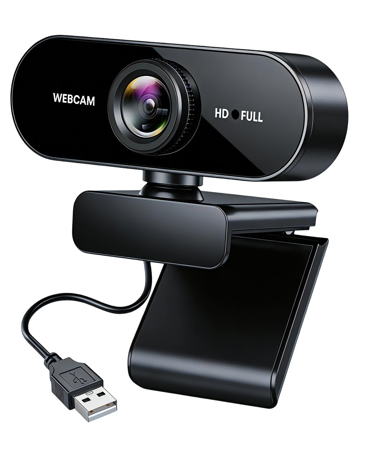 Webcam Full HD 1080P 30FPS, Cámara Web con 2 Micrófono, Web Cam Vista de 90° Plug & Play, Anti-Ruido Camara Ordenador para Windows MacOS Linux Youtube Streaming Video Calling Zoom Videoconferencia