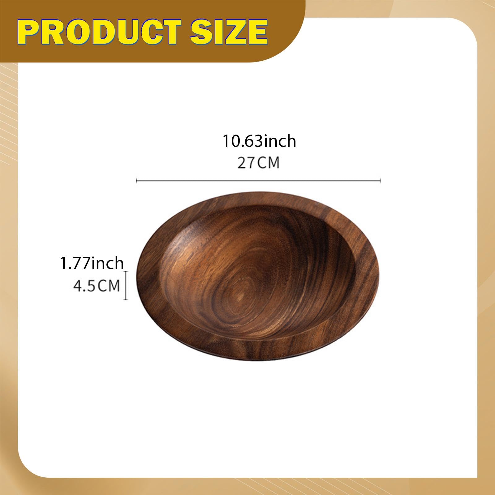 Ensaladera de Madera de con Líneas Curvas Y Superficie Lisa Bol para Mezclar Alimentos Recipiente para Guardar Frutas Cuenco para Servir Ensalad, S