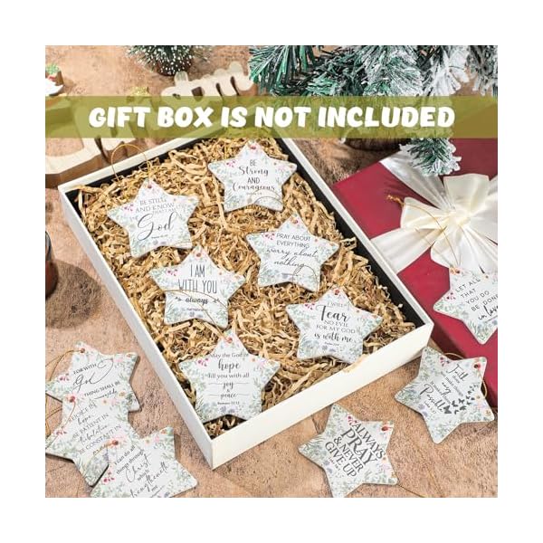 Poen 12 pcs christian easter ornaments for tree ceramic bible verse ornaments bulk mothers day church gifts star wildflower inspirational quotes scripture religious hanging signs home decor  urban country home decor