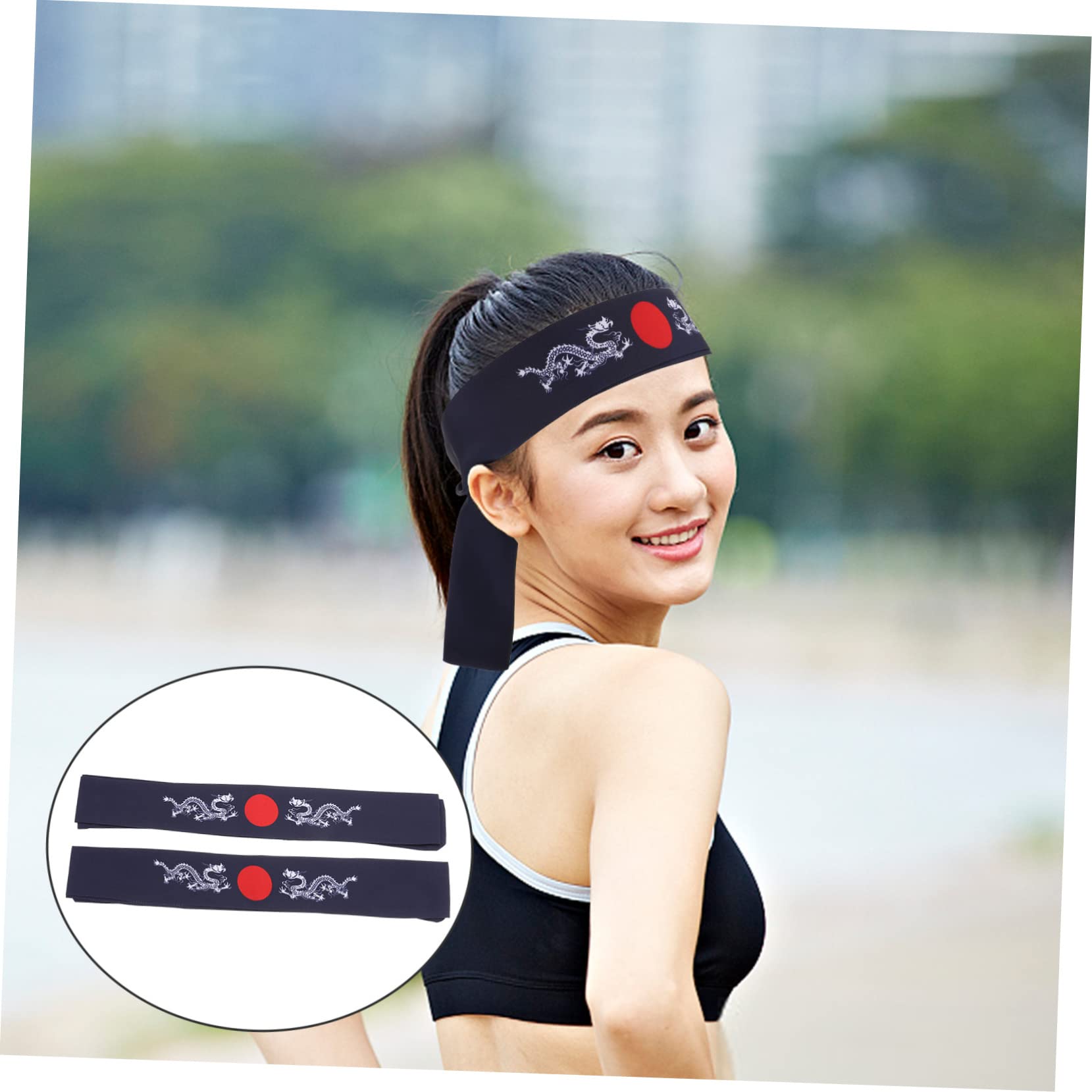 Didiseaon 10pezzi Fascia Giapponese Bushido Bandana Sportiva Per Allenamento Yoga Corsa e Karate Facile Da Indossare Adatta Diverse Forme Di Testa Con Design Drago