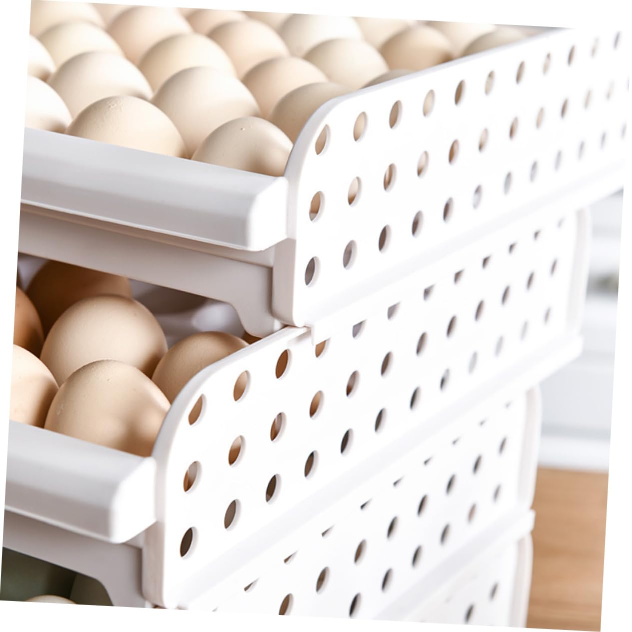 Caja de Huevos Apilable de Plástico Pp, 2 Niveles, 30 Compartimentos