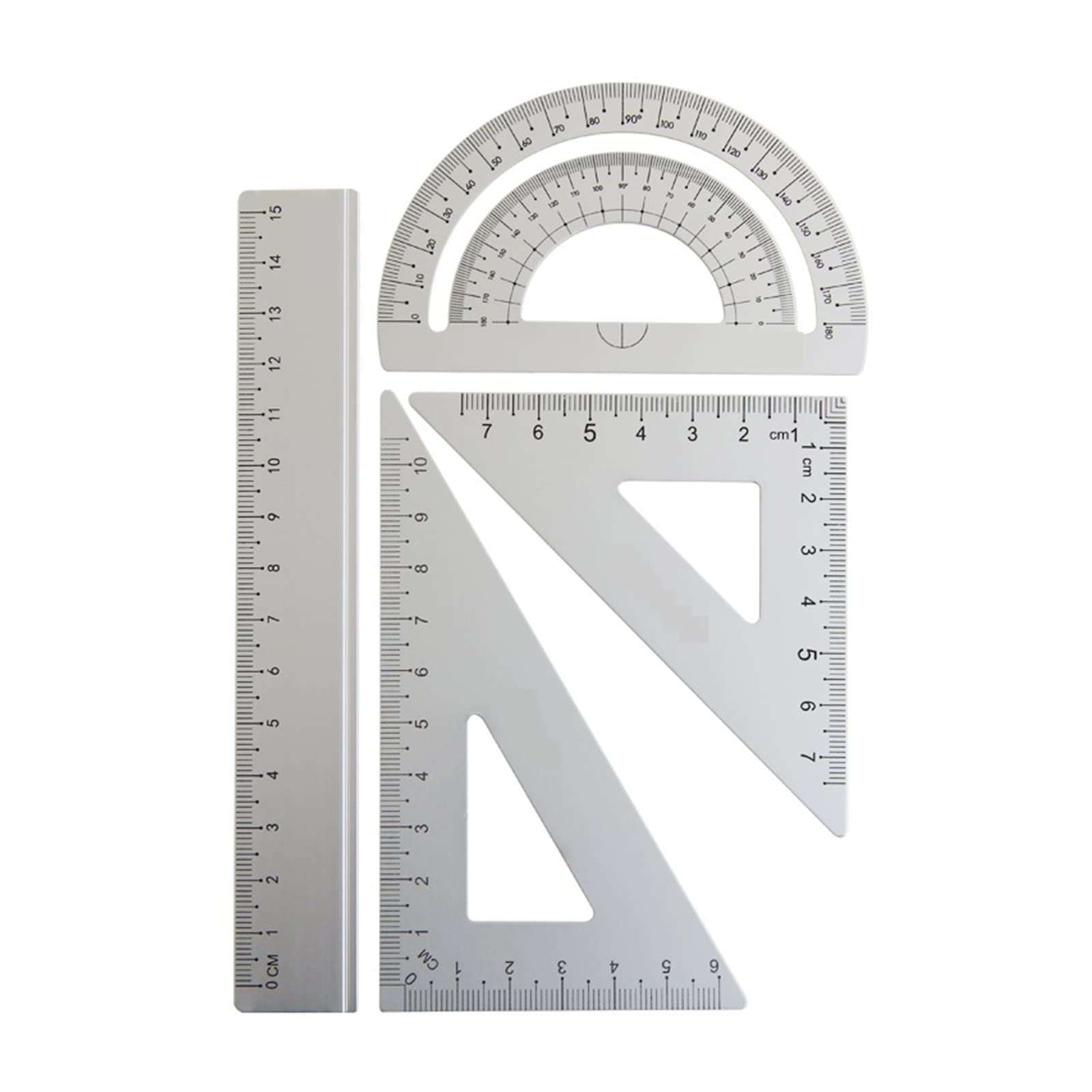 Goniometro angolare, Righello in Metallo 4 in 1, goniometro in Lega di Alluminio, Triangolo, Set di Strumenti di misurazione multifunzionali, Squadra, goniometro