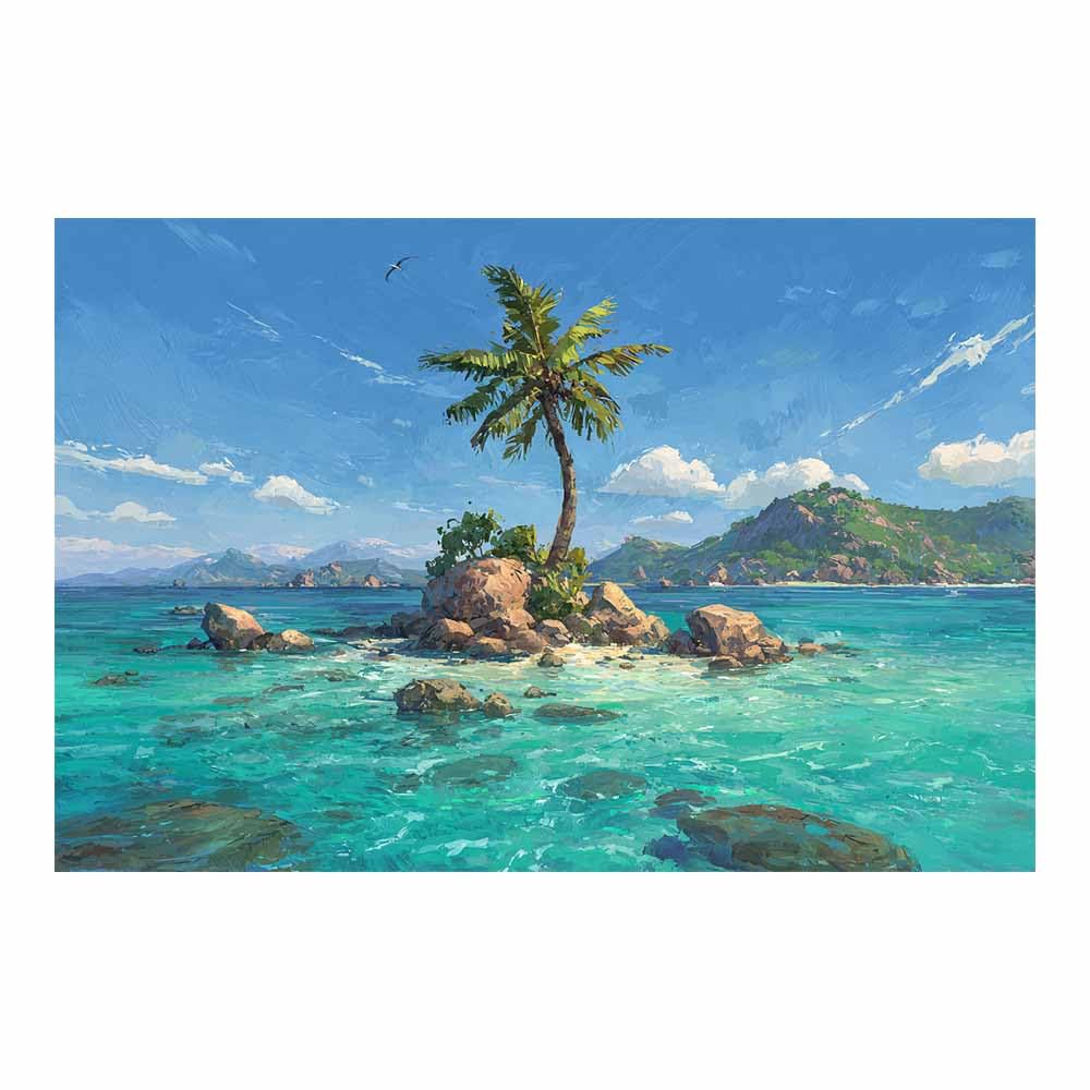 HOQIU Canvas Wall Art Deserted Island Art canvas art, art print, house decor, bedroom wall decor above bed, prints for living room.(Multicolor)-70x100cm Unframed