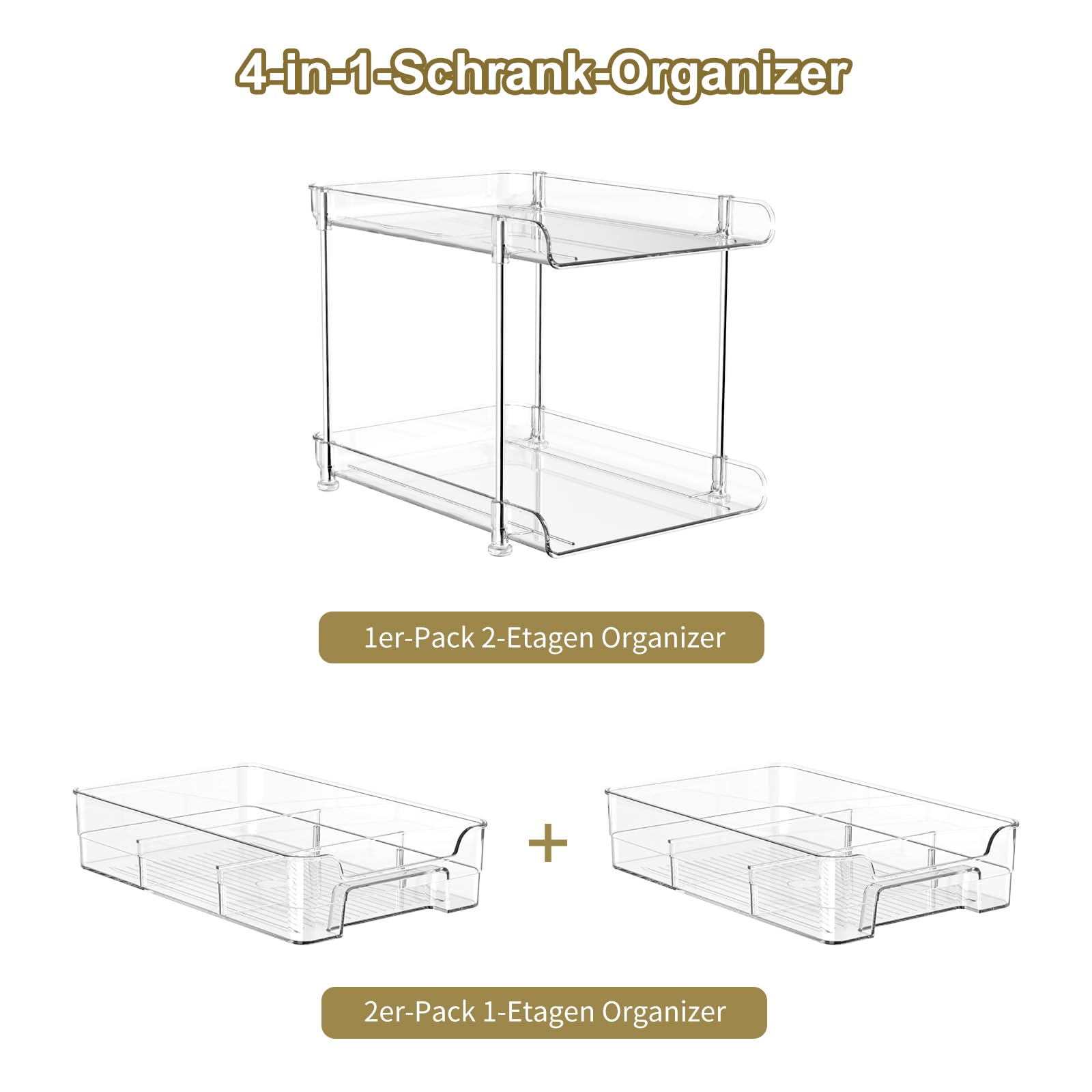 TEHEO Organizer Sottolavello Cucina Doppio Strato, Organizer Cucina Dispensa Ripian, Organizzatore estraibile sotto lavello, Organizzazione Organizzatori per Cucina Bagno Dispensa e Ufficio