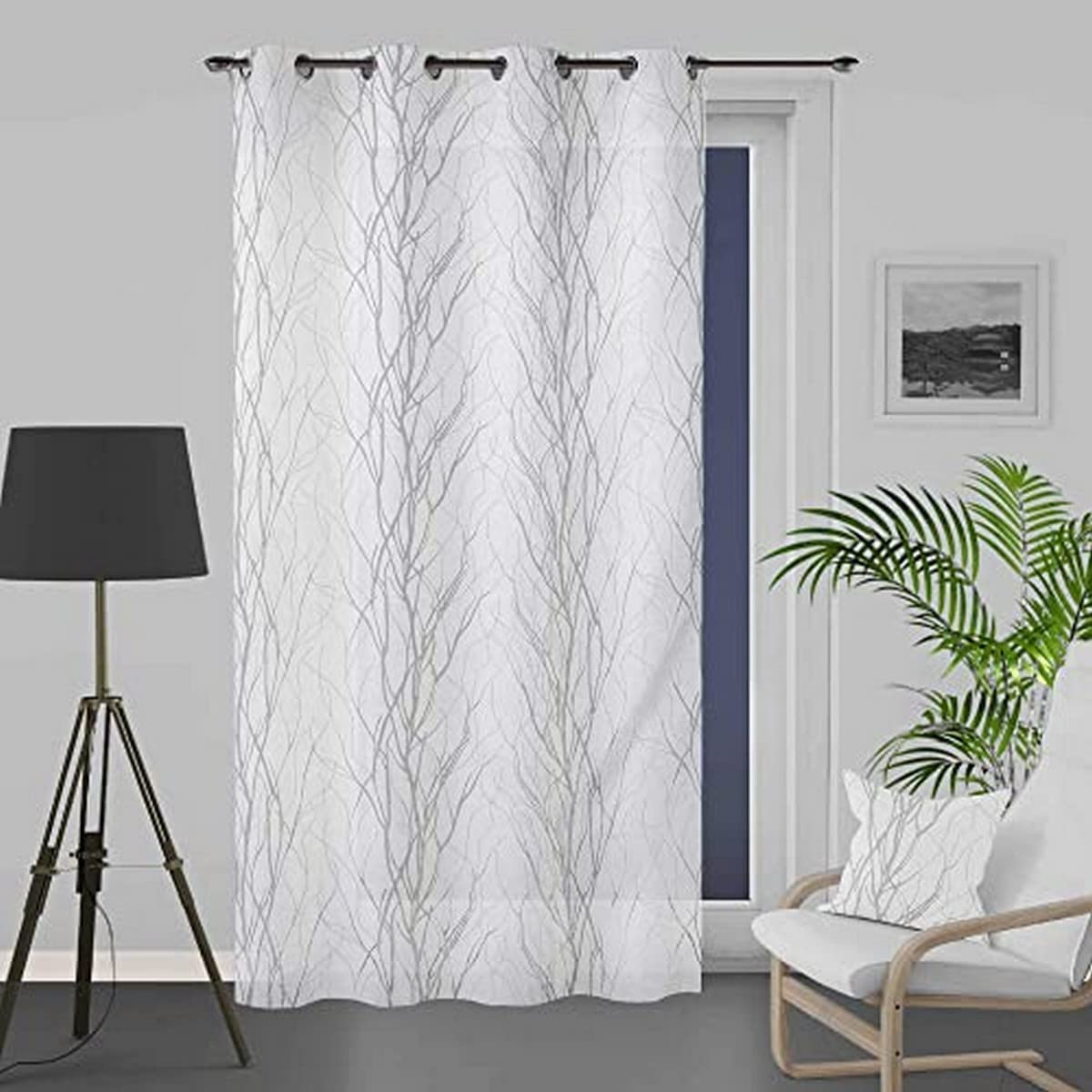 Soleil d'ocre, Liane Devoré Curtain, Polyester, White, 140 x 250 cm