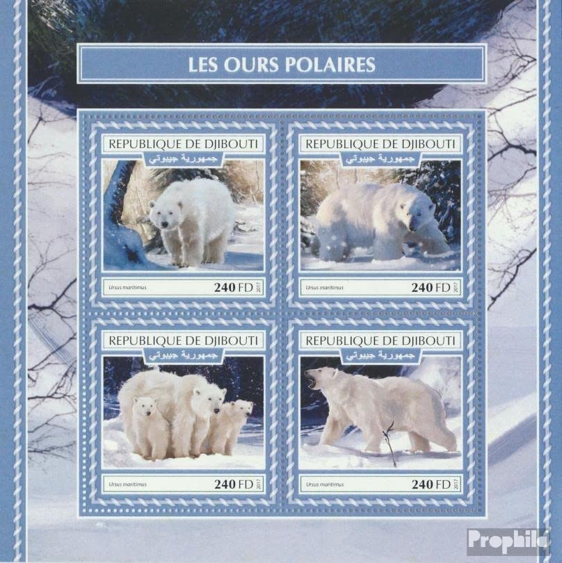 Prophila Collection Dżibuti 2017-2020 mały łuk (kompl. wydanie) świeży ** MNH 2017 niedźwiedzie polarne (znaczki pocztowe dla kolekcjonerów), inne ssaki (małpy/dinozaury/słonie…)