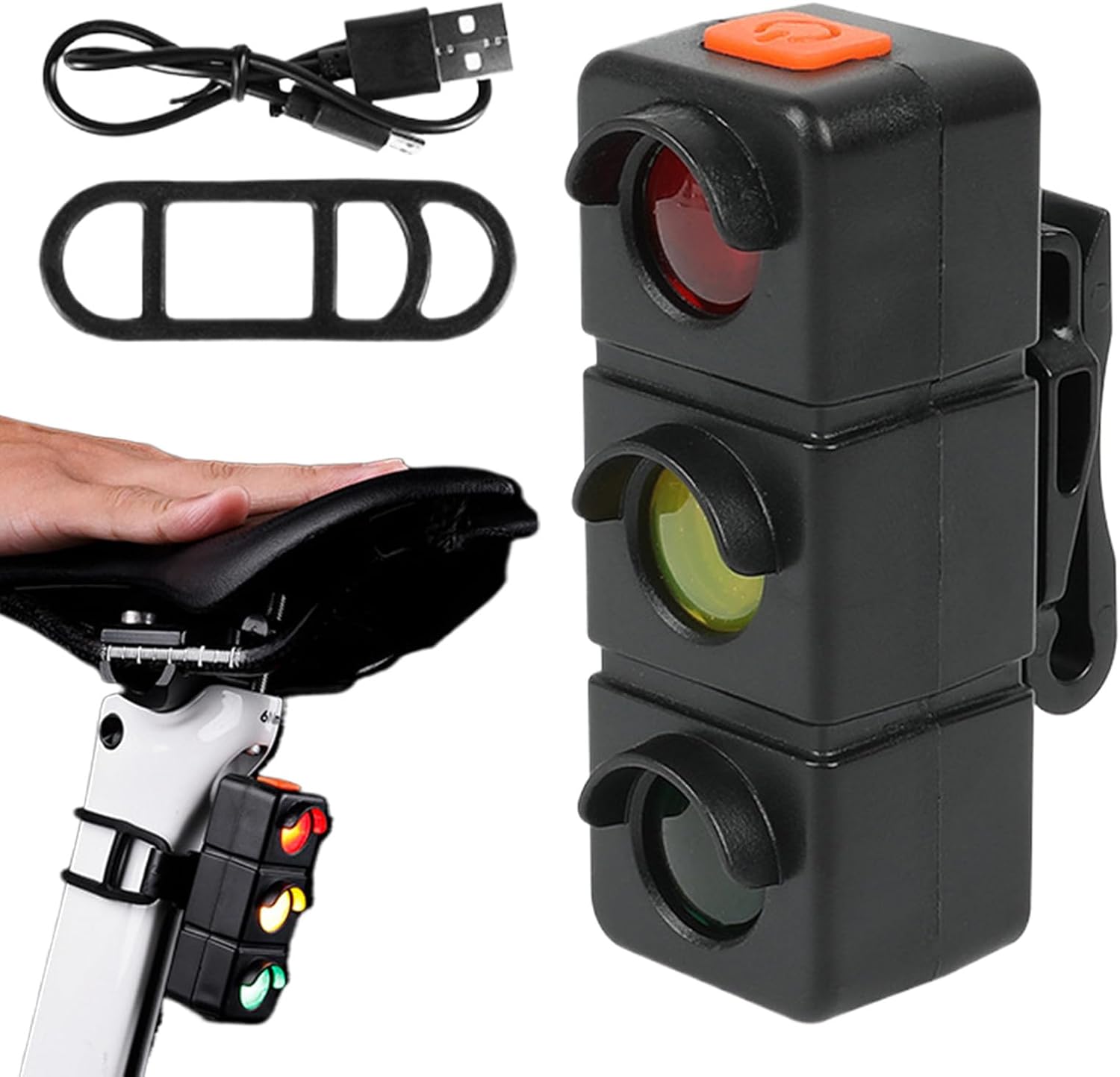 Rear Cycling Light – Sensing Traffic Lamp Biking Gear | Smart Bike Tail Light Flashlight,for Night Riding Road Trip Scooter Sports Outdoor Travel Men Women Adults Rider