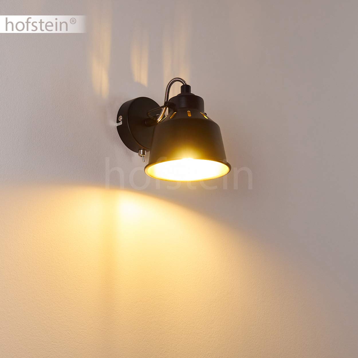 Wandleuchte Safari, verstellbare Wandlampe aus Metall in Schwarz/Gold, 1-flammig, 1 x E14-Fassung, Wandspot im Retro/Vintage Design, ohne Leuchtmittel