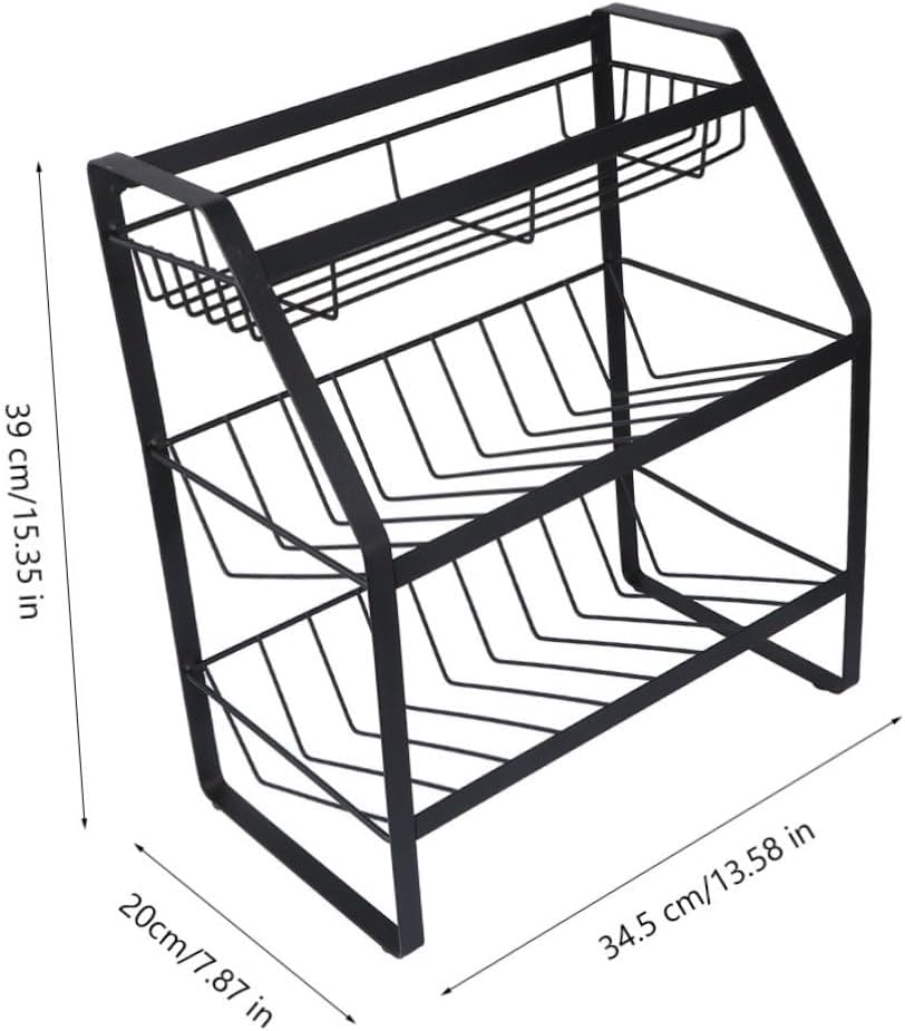 PRETYZOOM 1Pc Multi Seasoning Rack Draining Shelf Storage Organizer for Kitchen Countertop Black Sloping Bottom Design for Spices Condiments Housewarming