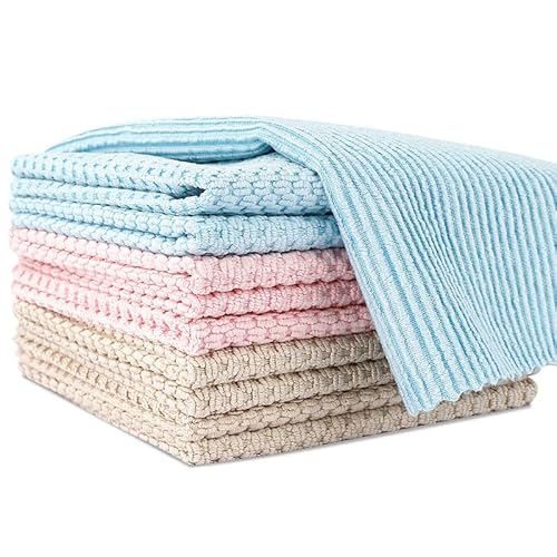 Haobaobei Kitchen Towels, 10 Pack 12X12 Inch Absorbent Soft Dish Towels For Kitchen, Microfiber Kitchen Wash Cloth, Dish Rags For Washing Dishes, Dish Towel And Dish Dish Rag Sets, Blue Pink Beige #TOP16
