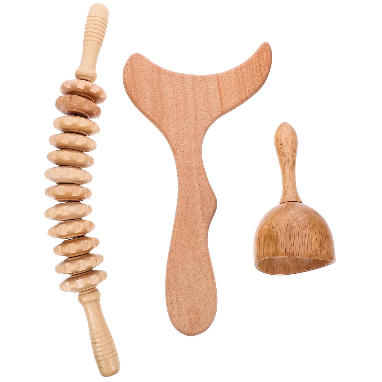 Palo de Masaje Corporal de Madera Caqui, Diseño Práctico y Portátil
