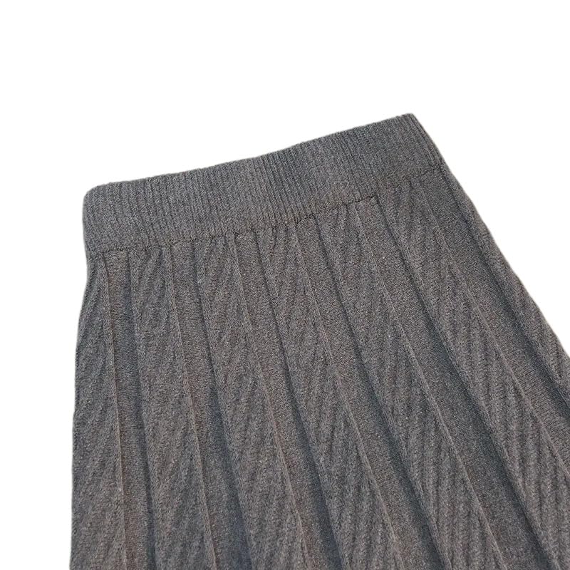 Falda De Punto De Mujer - Falda Plisada De Otoño E Invierno para Mujer, Elástica, De Cintura Alta, De Punto, Ajustada, Elegante, De Color Sólido, De Corte A, Faldas Largas, Moda Urbana