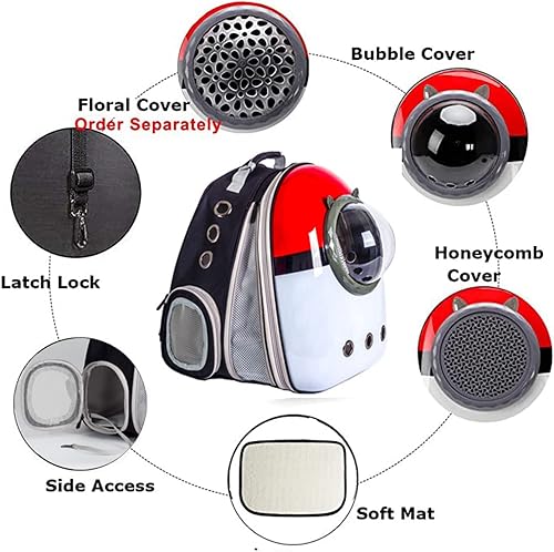 Miniatura 10 de Mochila expandible para gatos, mochila para gatos y cachorros pequeños, mochila de burbujas aprobada por aerolíneas, cápsula espacial para