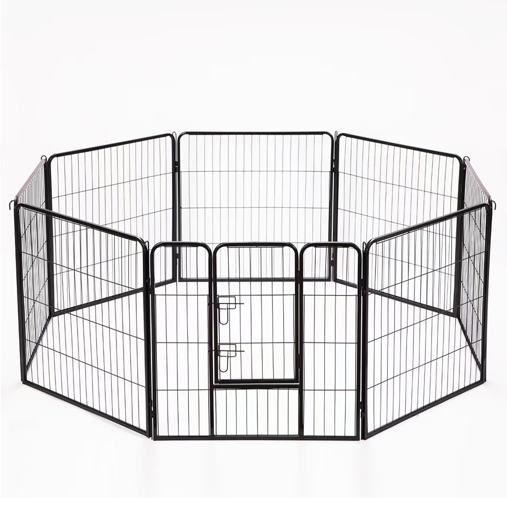 BAKAJI Recinto con Porta per Animali in Ferro Componibile, Recinzione Modulabile Personalizzabile in Metallo, Recinti per Interni ed Esterni per Cani, Gatti, Criceti, Conigli, Cincillà (77 x 60 cm)