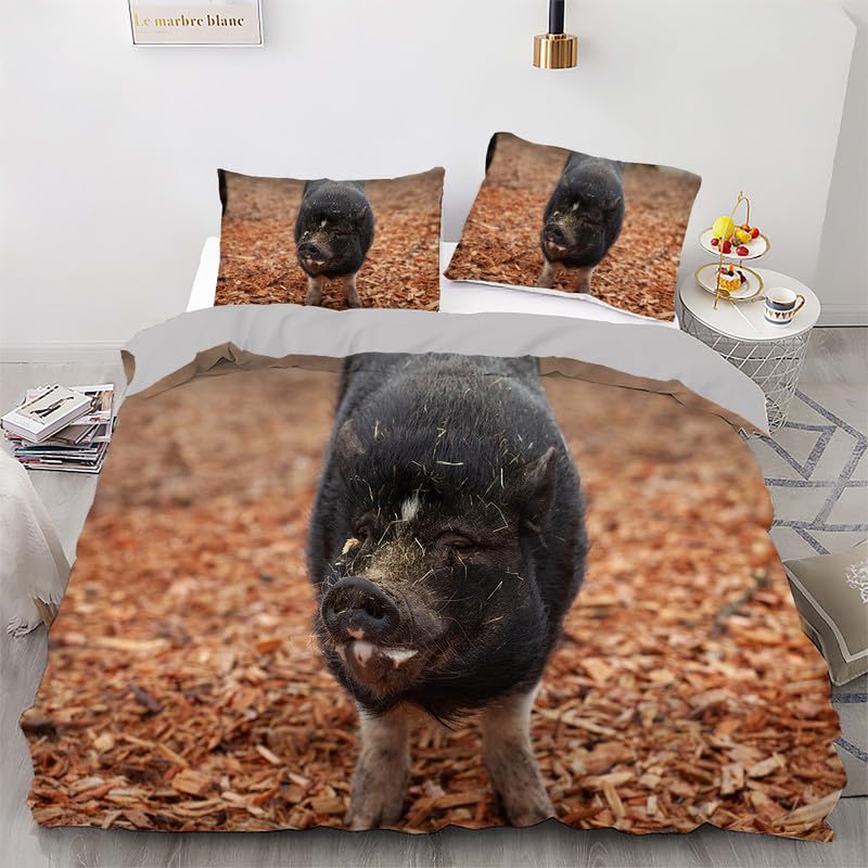 Housse de Couette 140x200 cm Motif Sanglier pour une Decoration Chambre Nature