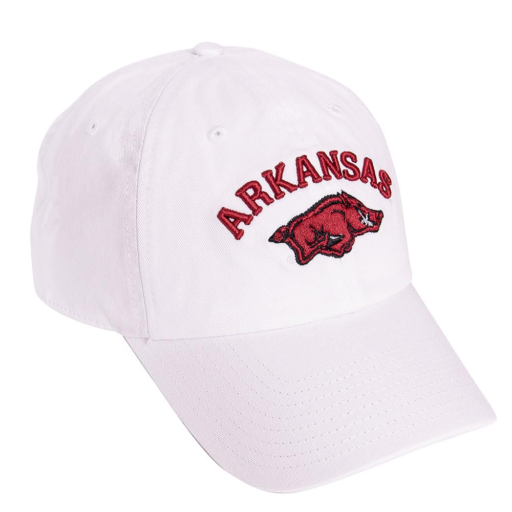 Desert Cactus Unisex White University Of Arkansas Baseball Hat Razorbacks U Of A Hogs Brimmed Embroirderd Hats Cap Adjustable Cloth Strap Adult (Style E1) One Size