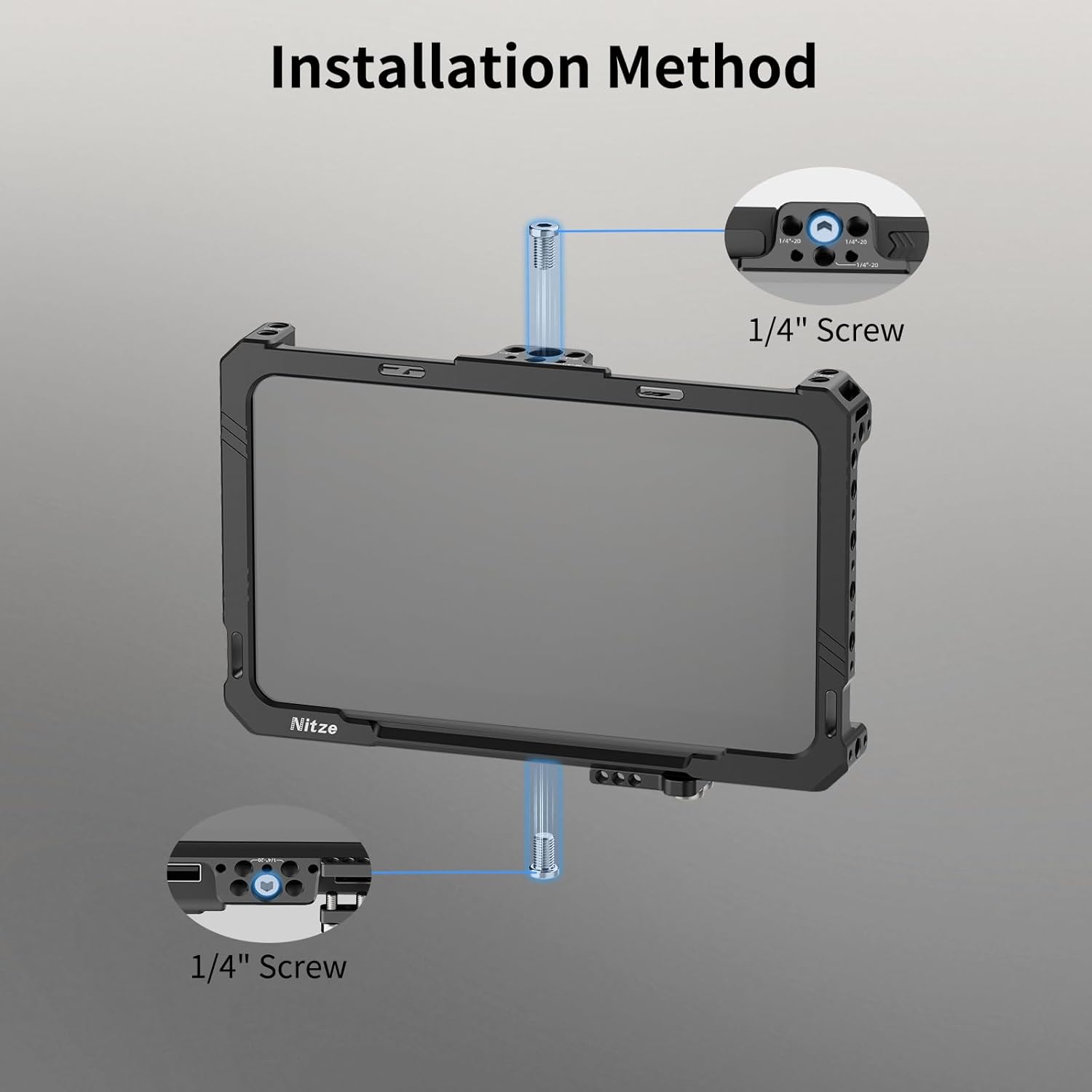 Nitze Monitor Cage Kit for PortKeys LS7P, with Sunhood and HDMI Cable Clamp - JT-I06B