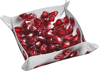 Pomegranate Seeds Valet Tray Leather Desktop Storage Organizer Bedside for Jewelry Keys Coin Candy Sundries