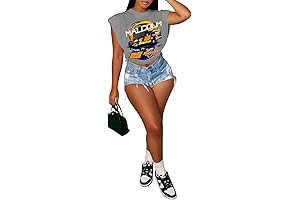 Sensational Gray Graphic Crop Tops for Women