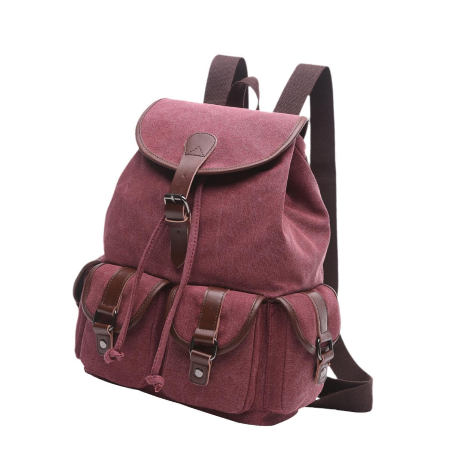 Canvas Backpack Schoolbag Back Pack Ladies for Girls School Backpack Red-image-14