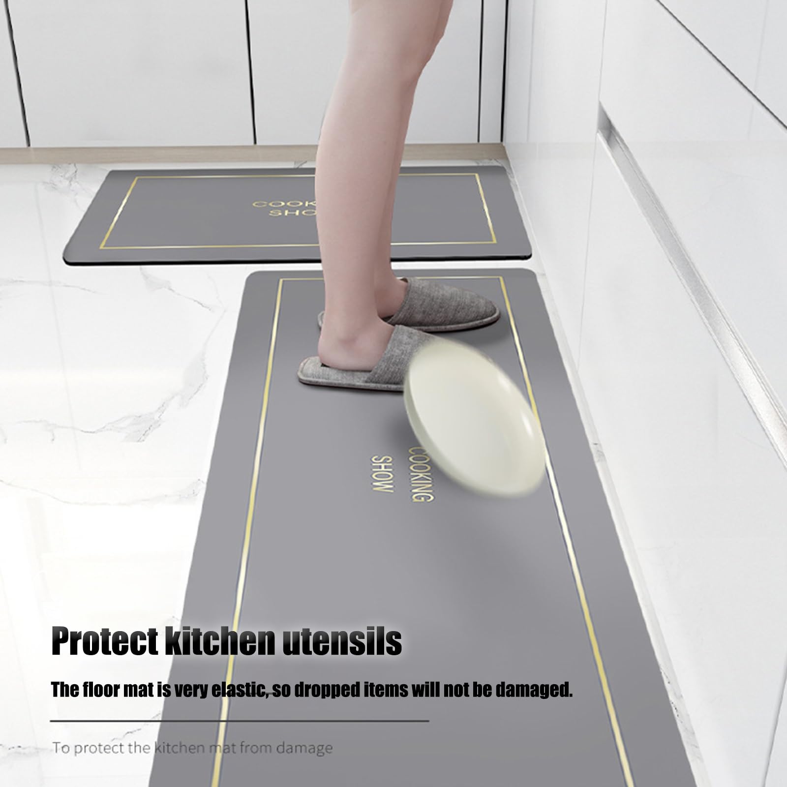 Tapis de Cuisine Anti-fatigue Ergonomique Tapis Confort Pad Doux Diatomée Coussin Anti-dérapant Imperméable Design Absorbant pour Cuisine et Bureau Sols