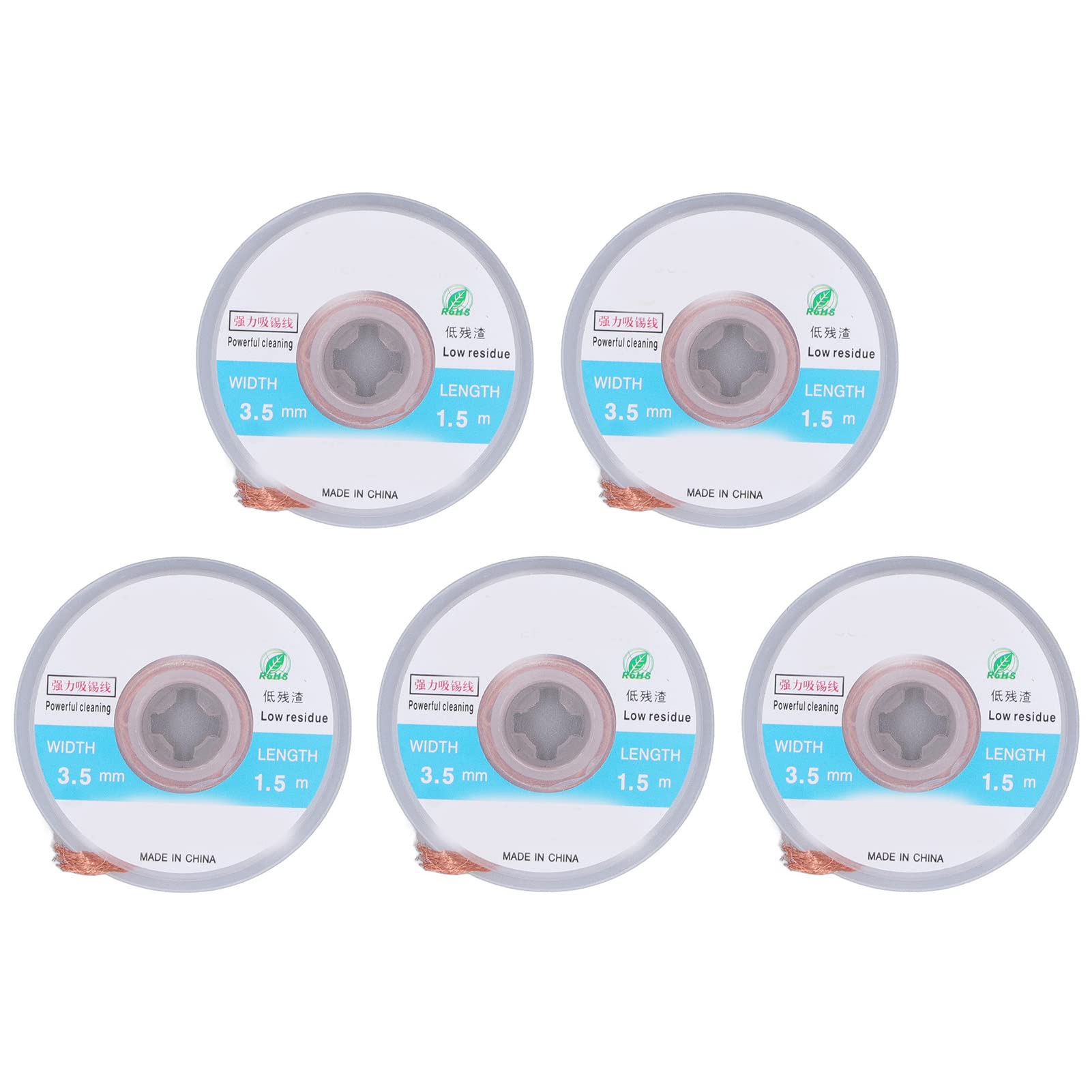 Yosoo Health Gear Stoppino per Saldatura Stoppino Dissaldante in Rame 5 Pezzi 3,5 Mm X 1, M Treccia per Rimozione Saldatura BGA PCB Dimensioni Compatte Facile da Trasportare per Riparazioni