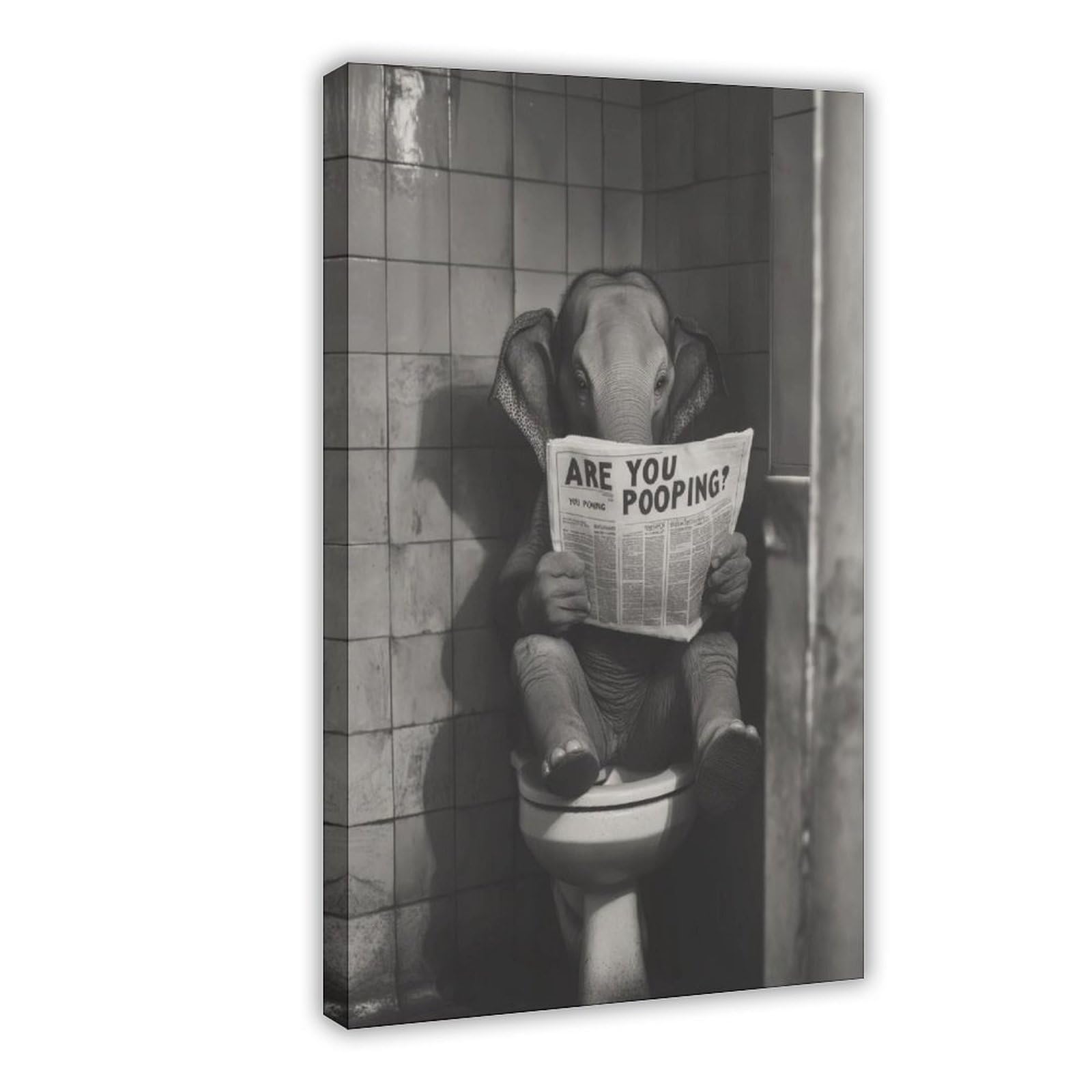 Bareronor Toilet Elephant Poster Canvas Poster Bedroom Decor Landscape Office Room Decor Gift 24" L X 36" W