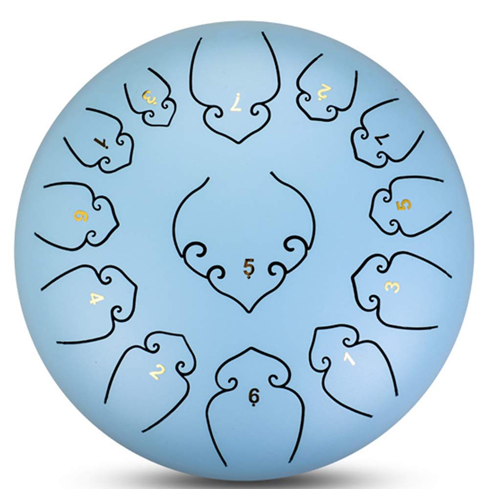 12 Pollici 13 Note Thumue Thumue Drum, C Strumento Percussioni A Chiave C Con Bastoncini, Set Di Barrette, Carry Borse E Tutorial Inglese, Per Meditazione, Musicoterapia (Color : Blue)