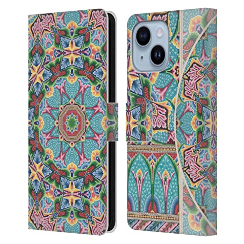 Coque portefeuille iPhone 14 Plus en cuir finition Mandala Art Deco