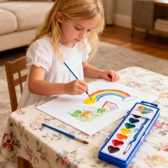 ARTLYMERS 2 Pack Watercolor Paint Set, Heart Shaped 8 Colors with Brush