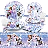 Winter Ice Princess Birthday Party Supplies Winter Princess Party Decorations include Plates,Cups,Na