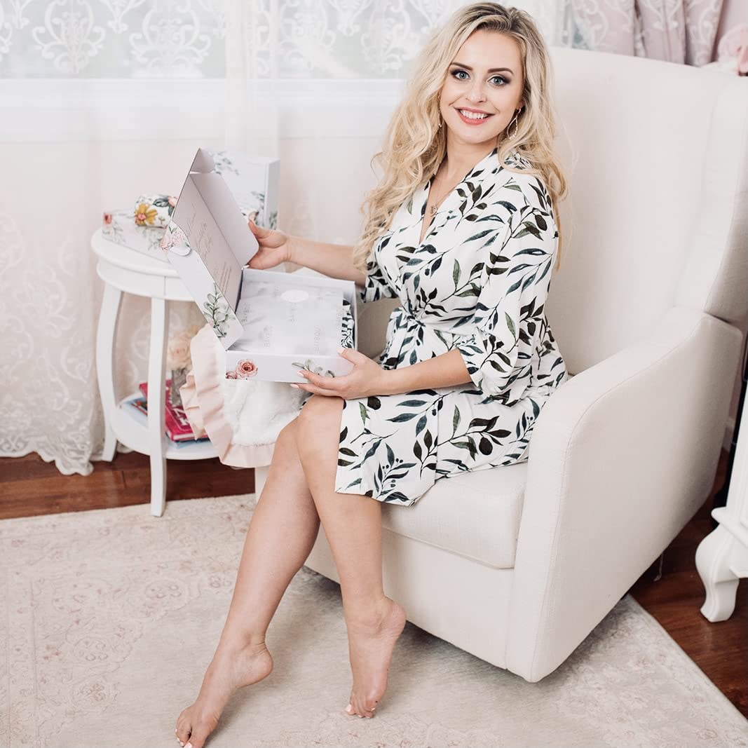 Baybou Robe and Swaddle Set Matching Mommy and Me Baby Girl Swaddle Blanket Gift Box