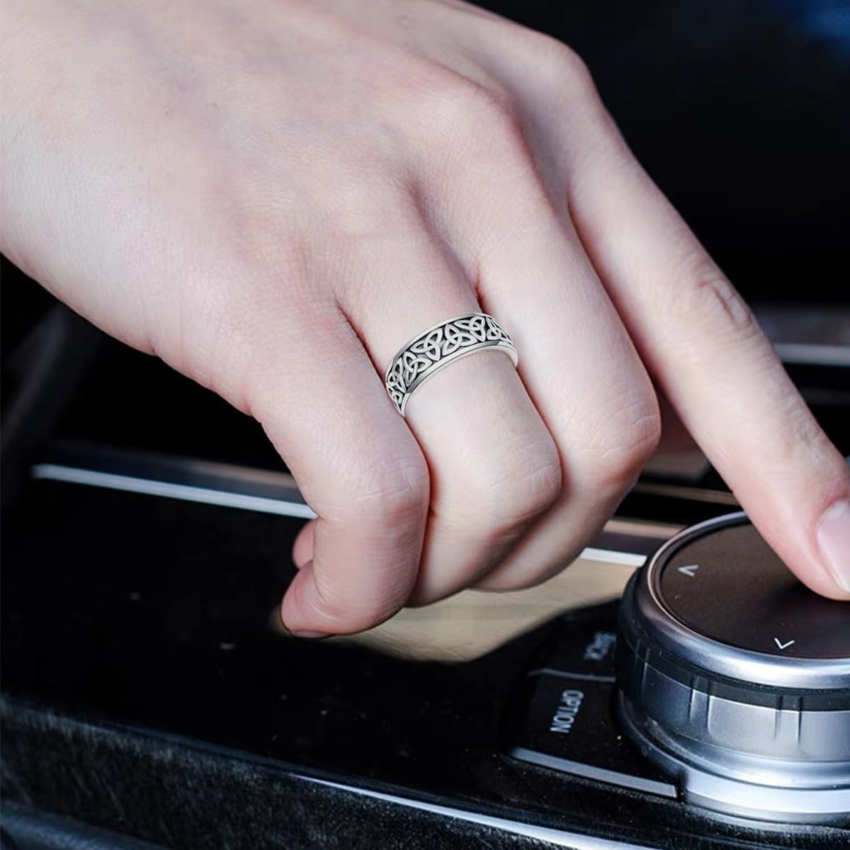Herren Ringe 925 Silber Keltischer Knotenring aus SterlingSilber 8mm Keltischer Knoten Ehering für Männer und Frauen Geschenk